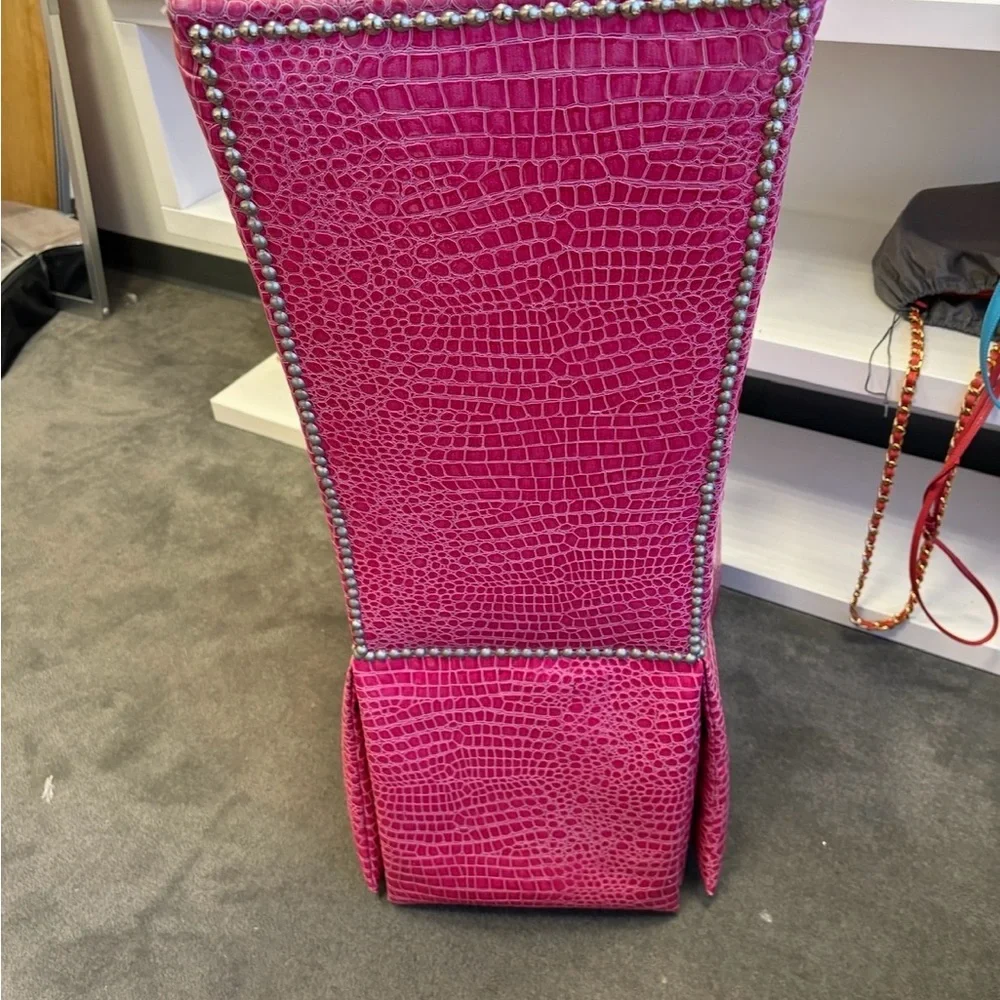Vibrant Pink Crocodile Pattern Chair Covers pair of 2.